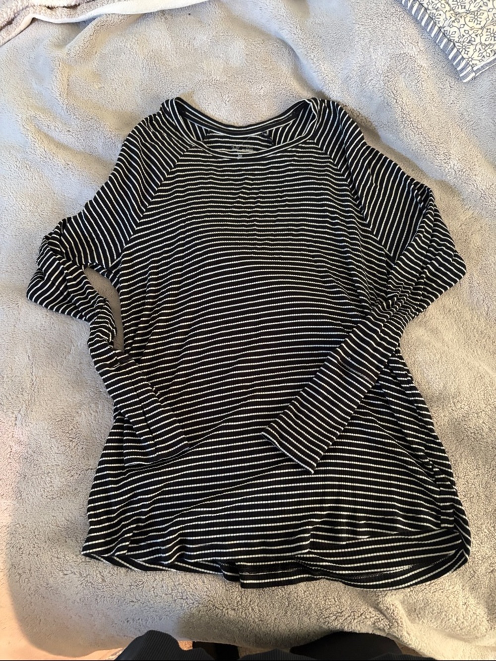 aerie Black and White Striped Long Sleeve Tee
